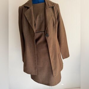 Vintage My Michelle Classic Brown Long Blazer with matching sleeveless dress